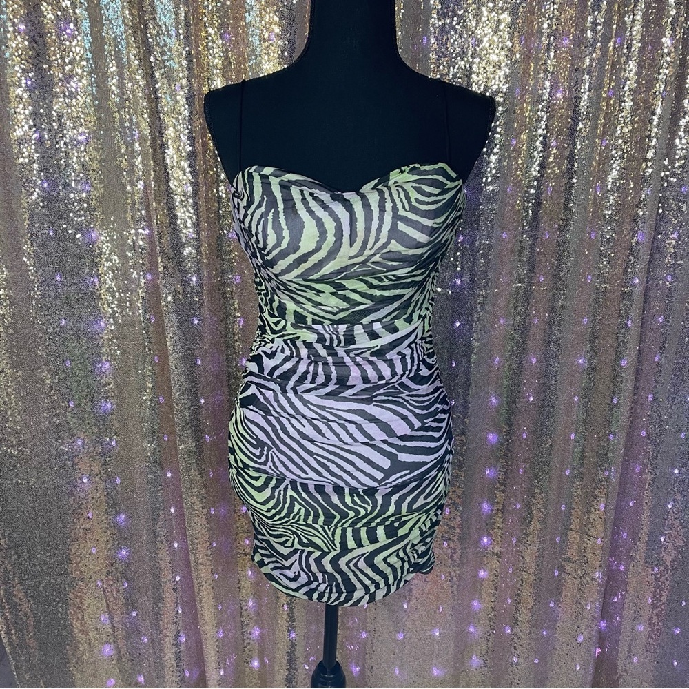 Zebra Print Strapless Dress
